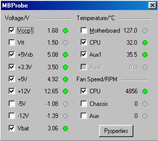 Pannello principale di MBPROBE